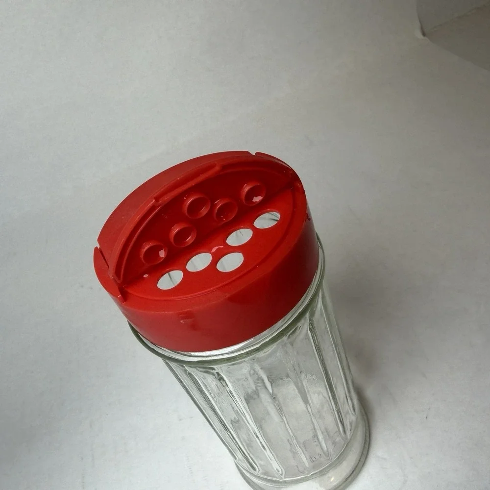 Vintage NutraSweet Brand Sweetener Ribbed Glass Jar w/Plastic Shaker Lid